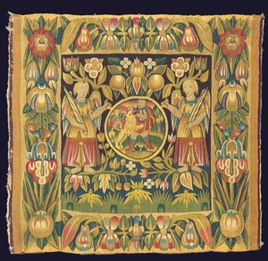 Panneau de tapisserie biblique représentant Samson et le Lion, probablement 17ème siècle, Allemagne du Nord, Schleswig-Holstein ou Hambourg