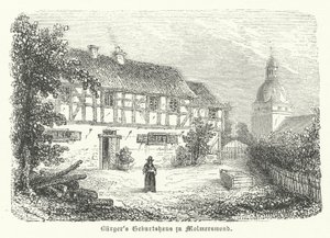 Lieu de naissance du poète allemand Gottfried August Bürger, Molmerswende (gravure)