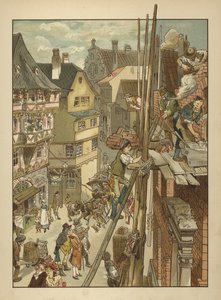 Ouvriers travaillant sur une maison - German School