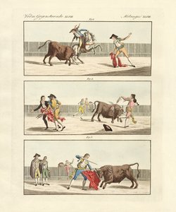 Corridas espagnoles (gravure en couleur)