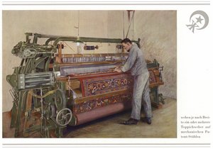 Activité des fabricants de tapis Halbmond-Teppichfabrik Von Koch Und Te Kock (lithographie couleur)
