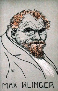 Caricature de Max Klinger (1857-1920) (lithographie en couleur) - German School