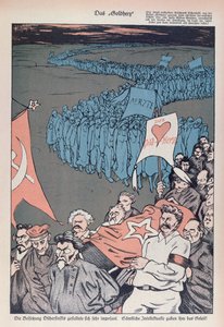 Caricature de la mort de Félix Dzerjinski (1877-1926), fondateur et directeur de la CHEKA
