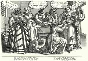 Caricature sur le costume des femmes, début du XVIIe siècle - German School