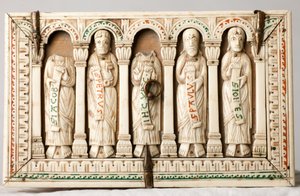 Trésor de la Cathédrale. Coffret reliquaire. Bois et ivoire. Cologne, Allemagne. Vers 1150.