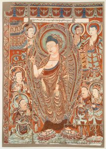 Peinture rupestre montrant le culte du Bouddha Simha, pub. vers 1913