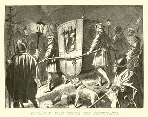 Charles V fuit devant les protestants - German School
