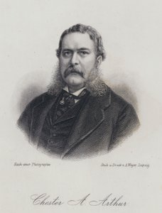 Chester A Arthur, homme politique américain et 21e président des États-Unis (gravure)