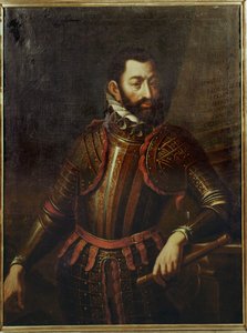 Comte Adolf Schwarzenberg qui a repris la forteresse de Gyoer, en Hongrie, aux Turcs en 1594 ...