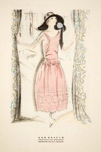 Der Besuch", robe de thé de Gunther, tiré de Styl, publié en 1922 (impression sur pochoir) - German School