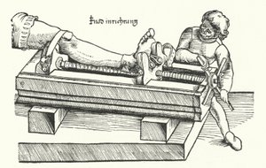 Dispositif pour redresser une jambe blessée - German School