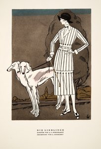 Die Lieblinge", publicité pour Fashion de A C Steinhardt, tirée de Styl, publié en 1922 (impression sur pochoir). - German School