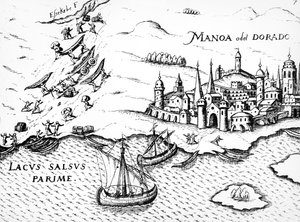 Eldorado, illustration du Regni Guianae, par G. Raleigh, 1594-96
