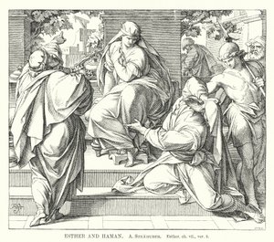 Esther et Haman, Esther, ch vii, v 8 - German School