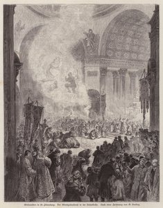 Service du soir à la cathédrale de Kazan, Saint-Pétersbourg, Russie, à Noël - German School