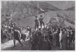 Soldats français blessés lors de la dernière tentative infructueuse de sortir du siège de Paris arrivant au Quai de la Mégisserie, Guerre franco-prussienne, janvier 1871