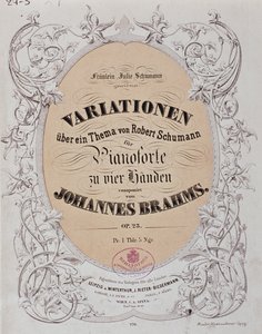 Frontispice de "Variations sur un thème de Robert Schumann" (Op. 23) par Johannes Brahms (1833-1897)