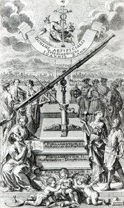 Frontispice de Oculus Artificialis Teledioptricus Sive Telescopium par Johann Zahn, 2e édition publiée en 1702