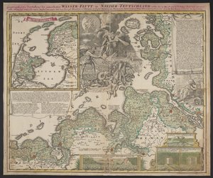 Présentation géographique de la misérable inondation en Basse-Allemagne, qui a eu lieu le 25 décembre 1717, c.1718