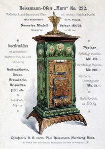 Publicité allemande pour une chaudière de style art nouveau, fin du 19e siècle