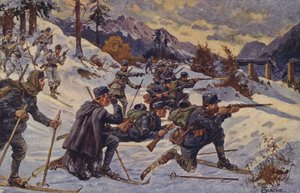 Troupes de ski allemandes et autrichiennes au col de Dukla, Carpates, Première Guerre mondiale - German School