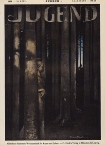 Fille marchant dans une forêt la nuit - German School