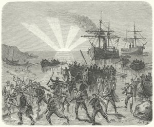 Giuseppe Garibaldi débarquant à Marsala, Sicile - German School