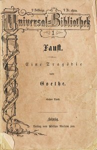 Faust I de Goethe, le premier volume de la Bibliothèque Universelle de Reclam, paru le 10 novembre - German School