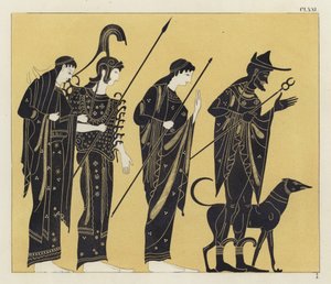 Figures grecques avec un chien