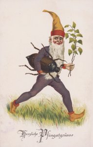Carte de vœux célébrant la Pentecôte ou la Pentecôte. (chromolitho) - German School