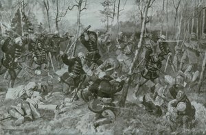 Combat au corps à corps entre les hussards et les Russes à Birkenwalde