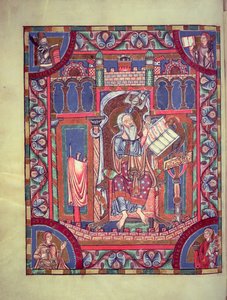 Page de Portrait Illuminée de Saint Jean, c.10ème-11ème siècle