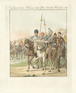 Cavalerie irrégulière légère russe (gravure en couleur) - German School