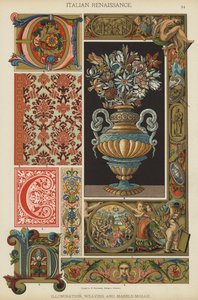 Renaissance italienne, Illumination, Tissage et Mosaïque en marbre (lithographie en couleur) - German School