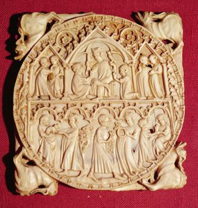Boîtier de miroir en ivoire, vers 1360-70 - German School