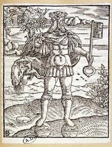 Janus (avec une clé dans une main et une branche de vigne dans l