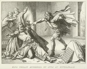 Le roi Philippe assassiné par Otto de Wittelsbach - German School