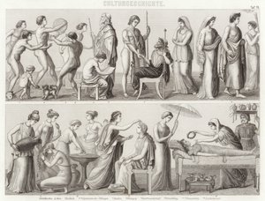 La vie dans la Grèce antique. Illustration pour Bilder-Atlas (gravure)