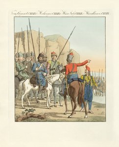 Cavalerie irrégulière légère russe (gravure en couleur)