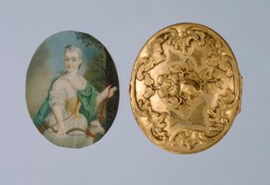 Médaillon avec miniature de Wilhelmine en Diane, milieu du XVIIIe siècle