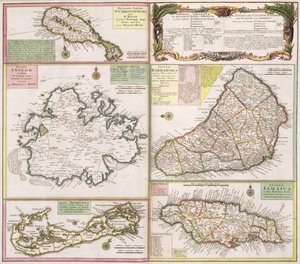 Carte des colonies anglaises dans les Caraïbes, pub. par Homanns Heirs, Nuremberg, c.1750
