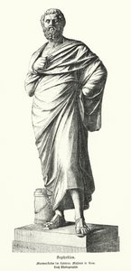 Statue en marbre de Sophocle, dramaturge grec ancien - German School