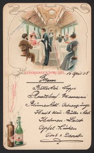Carte de menu faisant la publicité de l