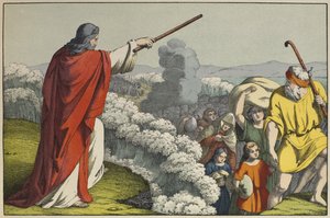 Moïse divisant les eaux de la mer Rouge, illustration de L