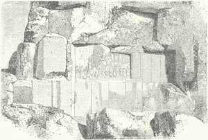 Inscriptions rocheuses multilingues au mont Behistun (gravure)