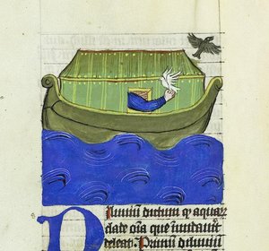 Noé libérant la colombe et le corbeau, De Rerum Naturis - Rabanus Maurus, c.1425 (gouache sur vélin)