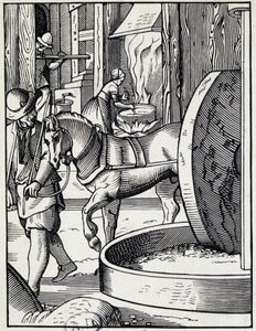 Presse à huile - Gravure allemande