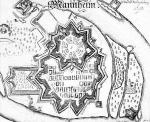 Plan de Mannheim, Allemagne, 1690