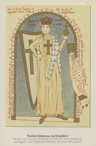 Portrait de Frédéric Barberousse, empereur romain germanique, en croisé, 1188