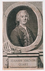 Portrait de Johann Joachim Quantz (1697-1773) gravé par Johann Schleuen (fl.1740-74)